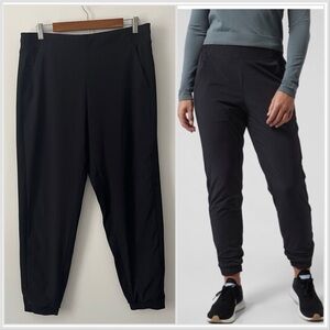 Athleta Brooklyn Lined Jogger Pants Solid Black 12 Athletic Thermal Running